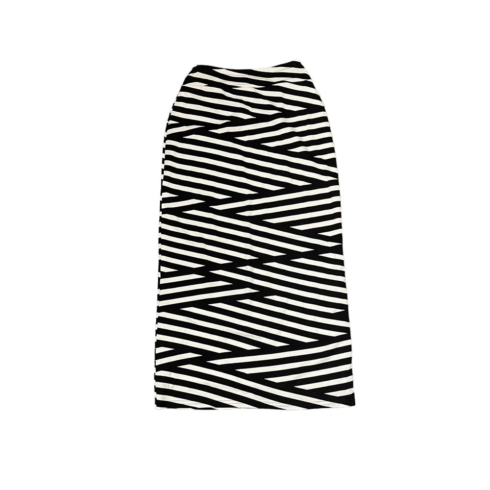 Anthropologie Skirt Size XS Black White Striped Stretch Blend Womens Lined 23X33